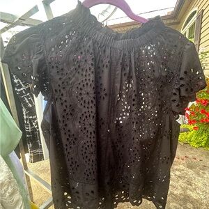 Black Eyelet Women Top